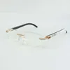 infinitas Óculos de sol diamante buffs armações de óculos de sol 35012 com pernas de chifre de búfalo branco e lente de 56 mm VG4P