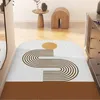 Alfombras Estilo nórdico Simple geométrico abstracto de piso doméstico impermeable y estera antideslizante anillo de seda floormat