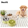 Pet Dog Feeding Food Bowls Puppy de tigela dupla de plástico com desaceleração do alimentador de prato intestinal saudável y200917