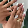 Anneaux de mariage Géométrique Coeur Carré Charme Glacé Bling 5A CZ Femmes Anneau Top Qualité Ouvert Ajusté Doigt Bijoux