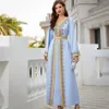 Elegante abito da sera caftano marocchino 2022 scollo a V con scollo a V in cristallo azzurro Appliques in pizzo Dubai Abaya Abiti da ballo formali Vestidos De Gala Abiti Da Sera Donna