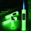 New Torch Luminous Gas Lighters Jet Windproof Cigarette Cigar Butane Lighter Refill Pen Spray Gun Metal Lighter Gadgets Gift