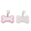 Sublimering Hund Taggar Blanks Benform Zinc Alloy Dog Cat Pet ID-kort Termisk överföring DIY Pendant Keychain för anpassad utskrift