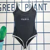 wear Lady Swimsuit Solid Bikini Set Onepiece Swimwear Letters Wth Pads Ladies Bathing Suit Summer Trave Swimming Black White Color