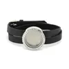 Bracelets à breloques en acier inoxydable 316L étanche 25mm/30mm Bracelet à médaillon rond en argent à vis avec bracelet en cuirCharm Inte22