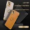Luxus Business Leder Crocodile Texture Phone Hülle mit Magnetringhalterung für iPhone 12 11 Pro Max XS XR 6 plus Schutzhüllen MQ50
