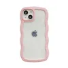 Clear Wave Border Phone Case Candy Color Transparent Soft TPU for iPhone 14 Pro Max 12 13 X XR XSファッショナブルな新鮮なシリコン2 in 1バックカバー