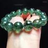 Chaîne à maillons véritable Bracelet en pierres précieuses de Quartz rutilé vert naturel du Brésil femmes hommes perles rondes en cristal 12mm 13mm 14mm