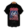 Męskie koszulki Highway 66 American Shirt Fashion Street All-Match krótkie rękawa Unisex Summer Wygodne wzór flagi narodowej