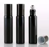 10ml ROLL ON GLASS BOTTLE Black Gold Silver Fragrances ESSENTIAL OIL Perfume Bottles With Metal Roller Ball