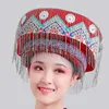 Hmong Miao Dance Hat For Women Party Abbigliamento tradizionale Cappelli con nappa Accessori Festival Performance Copricapo Copricapo vintage