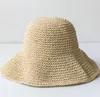 فتاة الصيف قابلة للطي نساء دلو القبعة امرأة مصنوعة يدويا القش قبعات الظل للمرأة قبعات الشاطئ عتيقة