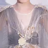 2022 Sequined Princess Flower Girls Dress для свадьбы с плеча с длинные рукава кружевные бусинки из пухлые раффли Дети для детей именинника для девочек.