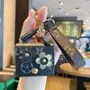 Mini Earphone Bag Wallet Keyrings Pu Leather Luxury Key Brains Jewelry Black Brown Flower Flower Bag Bagch Charms Keys Keys Association Association