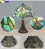 Fumat Tiffany Style Dragonfly Crackle Wheat Table Lamp Blue Green Purple Antique Stained Glass Art Home Decor Dimning Desk Light