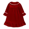 Winter Pajamas Boutique Velvet Fabric Red Kids Clothes Pjs With Lace Toddler Boys Set Pyjamas Girl Baby Sleepwear9913156