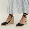 Women 'S Sandals Ladies Womens Casual Shoes Canvas Pumps Espadrille Ankle Strap Comfortable Slippers Breathable Flax