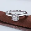 Anello da dito in moissanite in argento sterling 925 a 6 punte con vero colore 3 carati D da donna di alta qualità