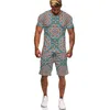 African Printed Women S Men s T Shirts Set mode Vintage Style Tops Tops Shorts Sport and Leisure Summer Man Suit 220621