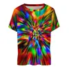 Women's Plus Size T-Shirt Rainbow T-Shirts Tie-Dye Print Cute Short Sleeve Vintage Tee Shirt 7XL 8XL Beach Graphic ClothingWomen's WomenWome