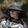 Berets Fishing Cap Men Summer UV-proof Big Brim Sun Boonie Hats Camouflage Waterproof Protection Outdoor Hike Hunt Hat CapBerets