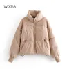 Wixra Womens Jacket Fashion Trendy Parka Soprabito Solid Warm Capispalla e cappotti Inverno Donna Streetwear Abbigliamento casual 201210