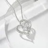 Romantique Double couche coeur pendentif collier cristal strass diamant cou chaîne femme exquis doux fête bijoux cadeau