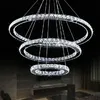 Pendantlampor Creative Restaurant LED CRYSTAL CANDELIER LIGHTS 3-Ring Lighting Lamp Home Hanging Takarmaturer 100-240V 15M2-30M2 Förenhören