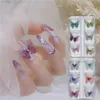 6 stuks gaas vlinder nagel kunstdecoraties dubbele laag kleurrijke 3d vliegende vlinders nagel sieraden diy manicure accessoires