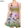 Kobieta wiosenna scena z nadrukiem 3D mini sukienka dla modnej kobiecej bez rękawów seksowne sukienki Sukienka Elegancka 220616