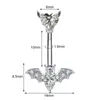14G Bat Belly Button Ring Body Jewelry 316L Surgical Steel Bar CZ Bat Navel Barbell