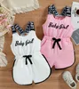 Kinderletter Afdruk jumpsuits katoen baby rompers bretels buigen romper kinderen eendelige set