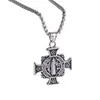 New style 316 Stainless steel Pendant Saint Benedict Exorcism plate round cross Religious men's Necklaces & Pendants