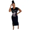 YS3161 Robe moulante à la mode pour femmes Couleur unie Casual Designer Robe longue d'été 4 couleurs