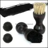 Natural Bristle Shoe Brush Pig Hair Gourd Wood Handle Boot Shoeshine Leather Polishing Household Cleaning Lle12800 Drop Delivery 2021 Brushe