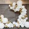 106pcsset mat beyaz altın metalik balonlar çelenk kemer kiti bebek duş düğün partisi krom balon dekorasyon çocuklar 220524