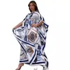 Koweït exclusif 130 cm * 130 cm femmes Sexy Boho été décontracté en mousseline de soie florale soirée plage longue Maxi robe 220514