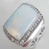 Ogromny biały ogień Opal Silver Crystal Pierścień męski rozmiar 7 8 9 10256N