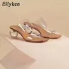Pvc Slippers Summer Sandals Outdoor 210279U Crystal Ball Low Heel Transparent Clear Women Peep Toe Fashion Slippers