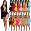 Sexy Femmes Designer Vêtements Bandage Deux Pièces Robe À Manches Longues Crop Top Split Mini Jupe Mode Maillot De Bain