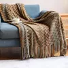 Blankets Textile City Bohemia Style Knitted Blanket Winter Warm Comfy Pashmina Tassels Throw El Sofa Decoration 130x230cm Bedspread