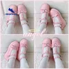 Chunky Platform Lolita Shoes Woman Flats Sweet Heart Buckle Mary Janes Pink T Strap Punk Gothic Cosplay 35 43 220714