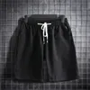 M 5XL Plus Size Herren Shorts elastische Taille mit Kordelzug Sportbekleidung einfarbige Baumwolle Leinen lässige kurze Hosen Sommerkleidung 220630