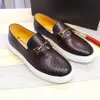 Luxury men's leather dress shoes flat heel woven manual mens shoe fashion loafer flat shoes Zapatos Hombre A19