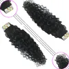 Brazilian Curly Hair Skin Weft 100% Human Hairs Tape in Microlinks Extenion Natural Color 40 Pieces For Women