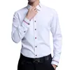 Camicia formale casual leggibile da uomo manica lunga da lavoro slim da ufficio in cotone maschile camicie eleganti da uomo bianco 4XL 5XL 220811