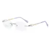 Mode solglasögon ramar zirosat 88038 ton linser myopia glasögon som läser diamantskärning av rimlös titanram för kvinnor