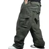 Pantalon masculin à jambe large hip hop coton décontracté cargo pantalon streetwear streetwear plus taille