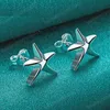 925 Sterling Silver Starfish Stud Earrings For Women Wedding Engagement Jewelry Christmas Gift Party