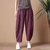 SHIMAI damskie bawełniane spodnie lniane elastyczne talii vintage spodnie damy luźne dorywczo s-2xl retro literacki 220325